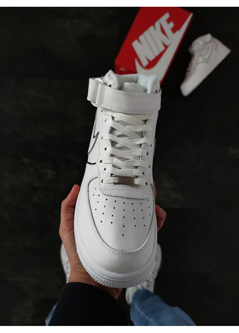 Черные демисезонные кроссовки мужские nike air force high white black найк аир форс 1 премиум No Brand