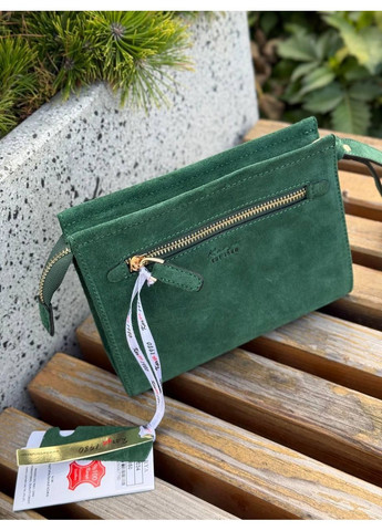 Жіноча косметичка Натуральна замша зелена (2034-850) Karya (368828582)