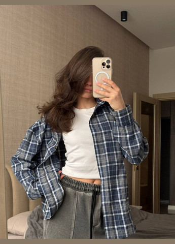 Синяя рубашка в клетку No Brand