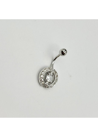 Пірсинг у пуп срібний з кубічним цирконієм 1,4 г No Brand (369736589)
