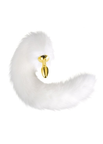 Анальна пробка з довгим білим хвостом з лисячого хутра UPKO (331171535)