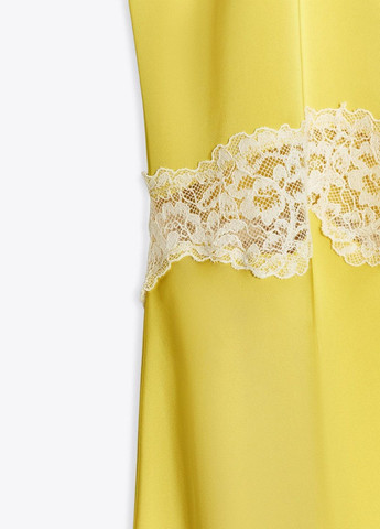 Горчичное вечернее платье Zara однотонное