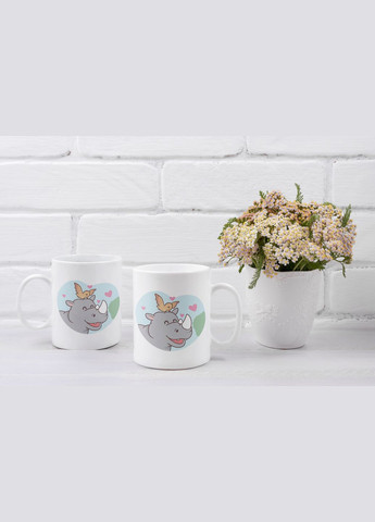 Парні чашки кружки Закоханий носоріг для Закоханих Біла 330 мл Orca (316259497)