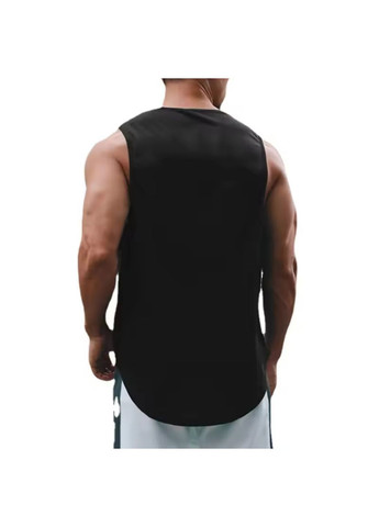 Чорна літня чоловіча майка для тренажерного залу,майка для фітнесу чорна з принтом гантелі No Brand Майка