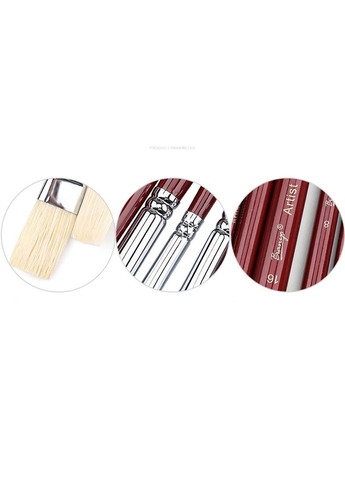 Набір художніх пензлів із синтетики плоскі, з довгою ручкою, 9 штук Worison (322650363)