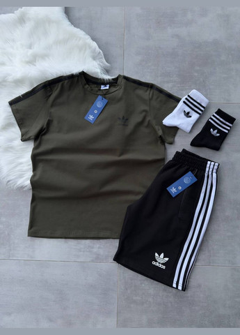 Хаки (оливковая) 4 в 1 футболка+шорты+2 пары носков No Brand