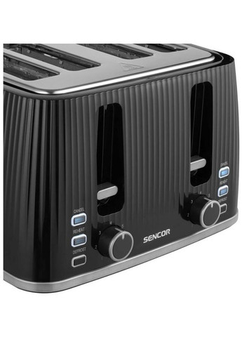 Тостер 1860Вт, підігрів, розморожування, 4 слоти, пластик, чорний Sencor (370622900)