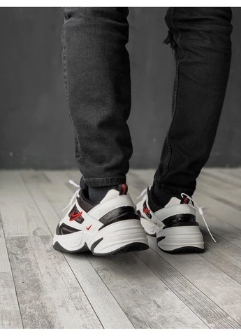 Білі літні кросівки nike m2k tekno black white red logo найк м2к текно No Brand