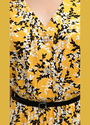 Желтое платье из вискозы с ремешком в комплекте Anastasimo