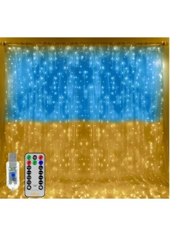Патриотическая гирлянда штора Флаг Украины 3*3 м 160 LED классическая IP44 Gemei (388599544)