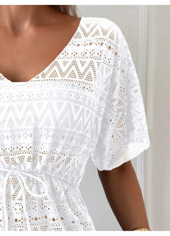 Белое пляжное платье SHEIN однотонное