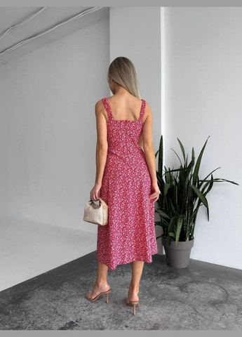 Червона жіноче літня сукня в квітку червоного кольору 33499 а-силует Fashion з квітковим принтом