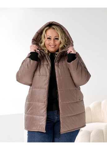 Бежева зимня жіноча зимова куртка куртка-пальто No Brand