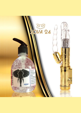 Многофункциональный вибратор Кролик с лубрикантом клубника 300 мл для стимуляции ануса и точки G No Brand (340914387)