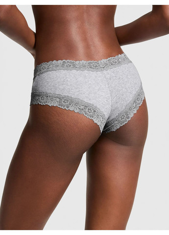 Хлопковые трусики чикини с кружевом pink серые Victoria's Secret (371006627)
