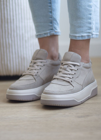 Бежеві кеди жіночі осінні з натуральної замші Zlett 3518