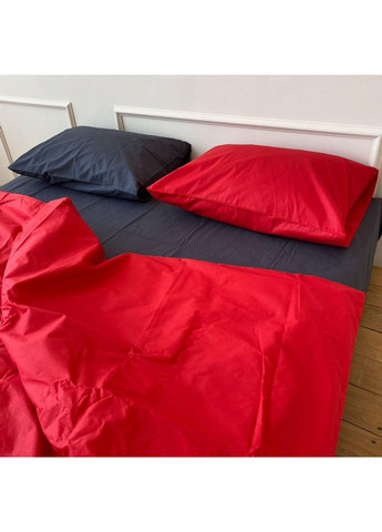 Постільна білизна Червоний + графіт, ранфорс Полуторний розмір, наволочки 50/70 No Brand (364219156)