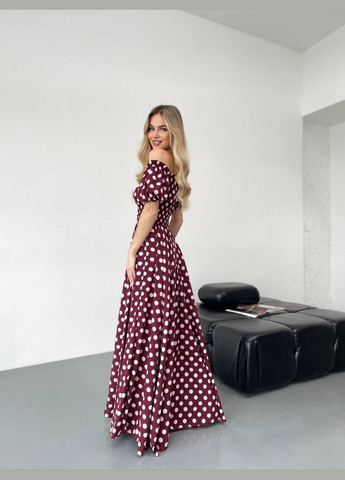 Бордова повсякденний, вечірня, кежуал жіноча сукня з відкритими плечима Style Point з квітковим принтом