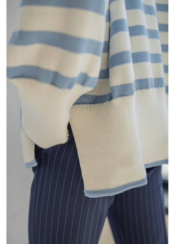 Белый демисезонный женский хлопковый свитер в полоску (mil506) milirud