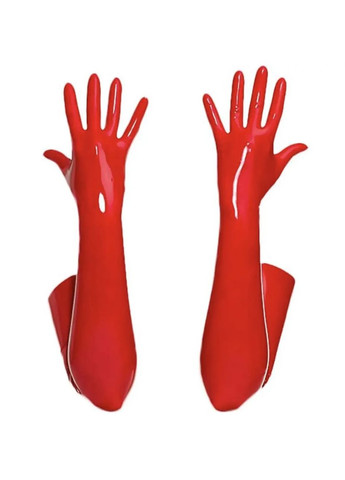 Червоний демісезонний високі жіночі латексні рукавички для образу. латексні жіночі рукавички довгі No Brand