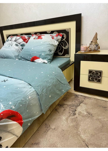 Постельное белье новогоднее Двуспальное Пакистанская байка 180 x 220 см 4694 Серое 70 х 70 см No Brand (362202646)