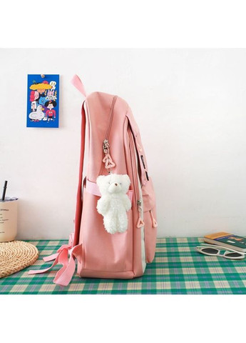 Шкільний набір 5 в 1 рюкзак, сумка-шопер, пенал, сумочка-клатч через плече, сумочка-мішечок рожевий 1309 No Brand (362475097)