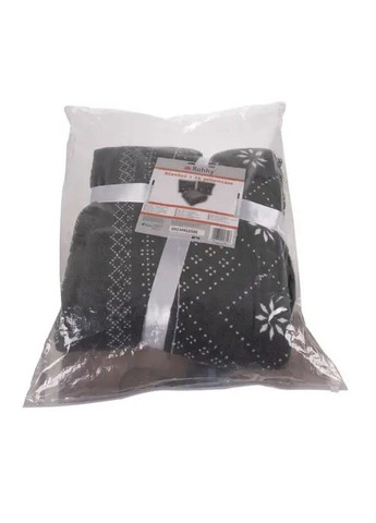 Новорічний святковий плед покривало ковдра на ліжко диван з наволочками мікрофібра 160х200 см (478792-Prob) Сірий з візерунком Unbranded (312149485)