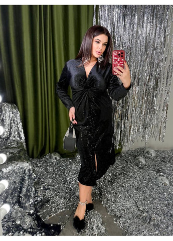 Чорна жіноча сукня бархат паєтка No Brand