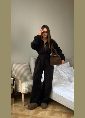 Женский теплый комбинезон из флиса. No Brand чёрный повседневный флис