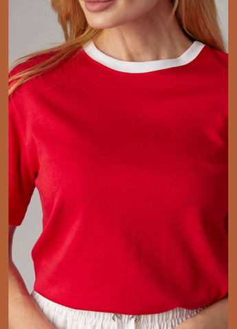 Трикотажная женская футболка с контрастной окантовкой Lurex - (295185287)