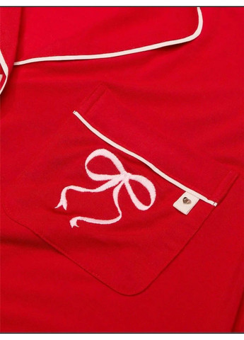 Красная всесезон пижама modal long pajama set lipstick bows Victoria's Secret