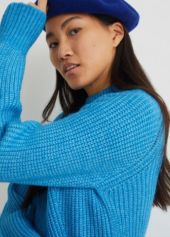 Голубое кэжуал теплое платье в рубчик C&A однотонное