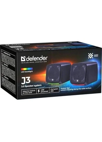 Акустическая система 2.0 J3, 6 Вт, 3.5 мм, LED подсветка, питание от USB, 1 м () 65963 Defender (395350296)