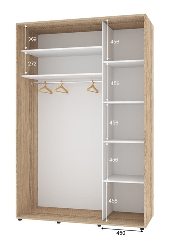 Шкаф-купе двухдверный Комфорт Мебель 160*60*240 см Натуральный 2 двери ДСП Стандарт Комфорт Меблі (360457217)