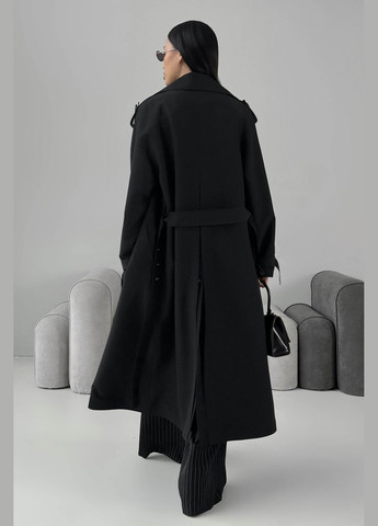 Черный демисезонный Классический удлиненный тренч черного цвета тренчкот Jadone Fashion