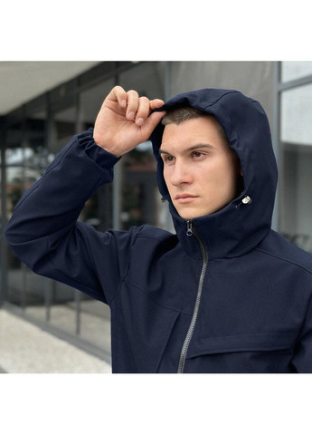 Темно-синяя демисезонная мужская демисезонная куртка с капюшоном темно-синяя Freedom