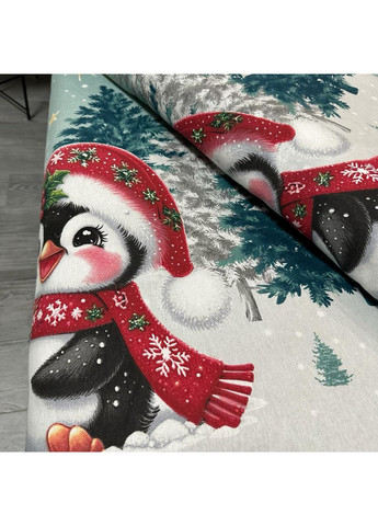 Зимова постільна білизна фланель (байка) півтораспальний розмір бірюзового кольору - м'якість, тепло та новорічний настрій! No Brand (370278912)