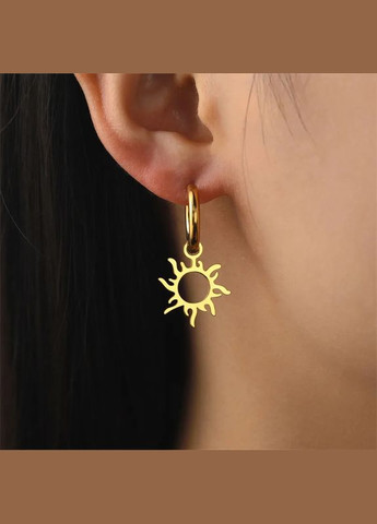 Жіночий комплект прикрас сережки та ланцюжок золотистого кольору декор сонце Xuping Jewelry (358204313)