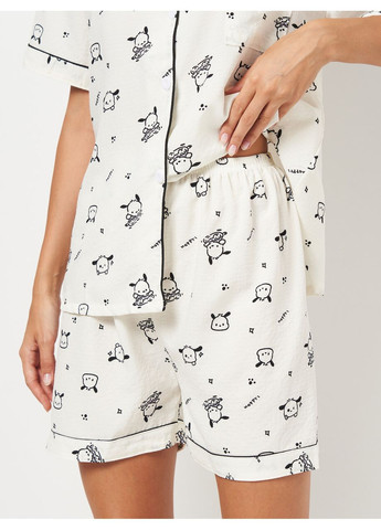 Белая всесезон женская лёгкая пижама с пёсиками, белый, No Brand