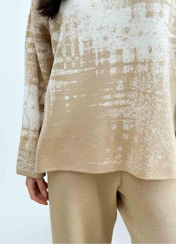 Молочний демісезонний світшот жіночий в'язаний бежевий vibe Art Knit
