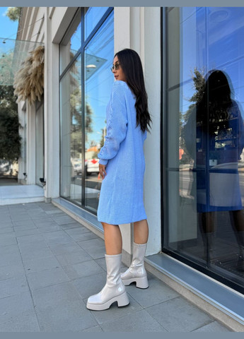 Блакитна в'язана сукня міді Fashion
