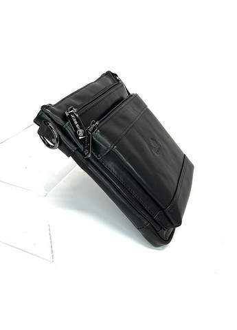 Шкіряна маленька чоловіча чорна сумка органайзер через плече з кишенями No Brand (316715471)