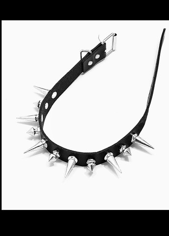 Чокер на шию з екошкіри "Шипи різні" (Браслет, 2 в 1) з металевою пряжкою Чорний, Унісекс WUKE No Brand (303829505)