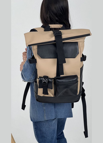Женский рюкзак роллтоп для ноутбука Rolltop для путешествий бежевого цвета из экокожи ToBeYou rolltopnew (280930882)