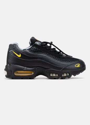 Черные всесезонные кроссовки мужские nike air max 95 corteiz black yellow | найк аир макс 95 черные жёлтые No Brand