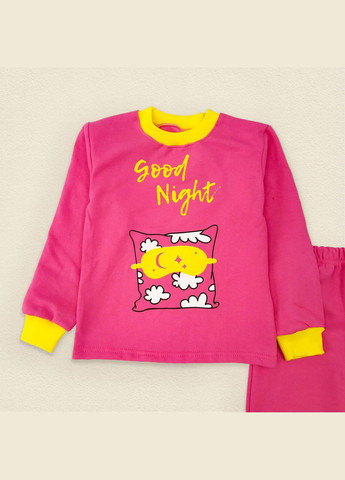 Розовая детская пижама с начесом dexter`s малинового цвета good night dexter's