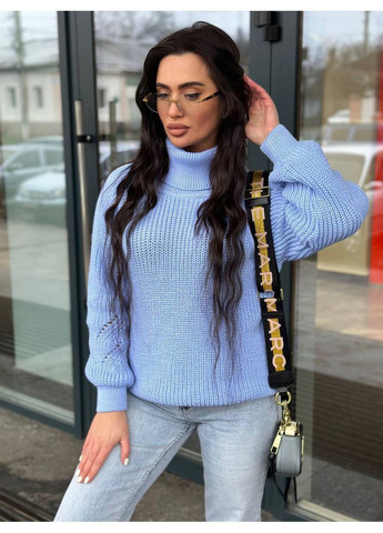 Блакитний жіночий светр в'язаний Osoblyva