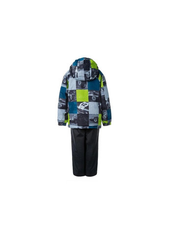 Комбинированный демисезонный комплект верхней одежды rex 45080014 лайм с принтом/тёмно-серый 110 (4741468877631) Huppa