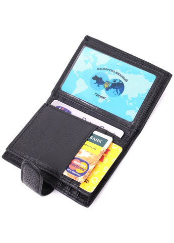 Надійна візитниця з натуральної шкіри 22469 Чорний st leather (298566624)