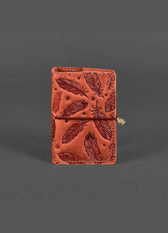 Женский кожаный кард-кейс 7.0 коралловый с перьями (A-026167) BlankNote (328444606)